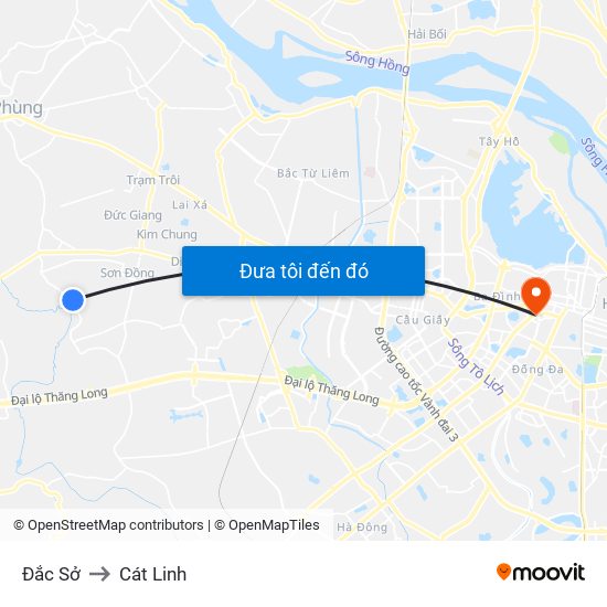 Đắc Sở to Cát Linh map