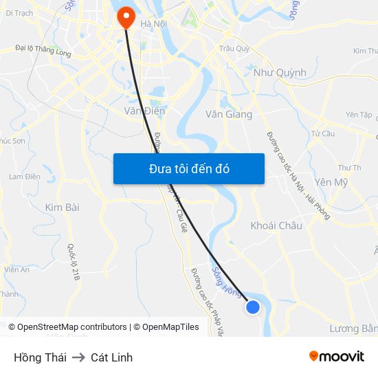 Hồng Thái to Cát Linh map