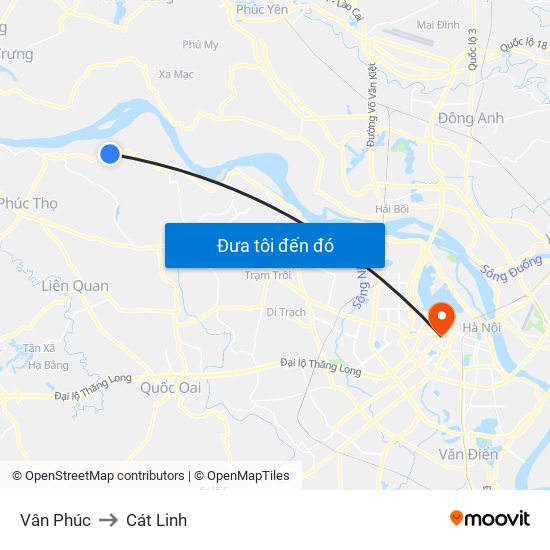 Vân Phúc to Cát Linh map