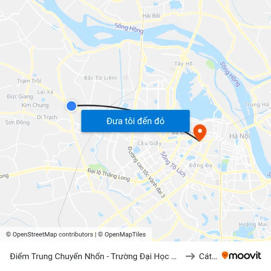 Điểm Trung Chuyển Nhổn - Trường Đại Học Công Nghiệp Hà Nội - Đường 32 to Cát Linh map