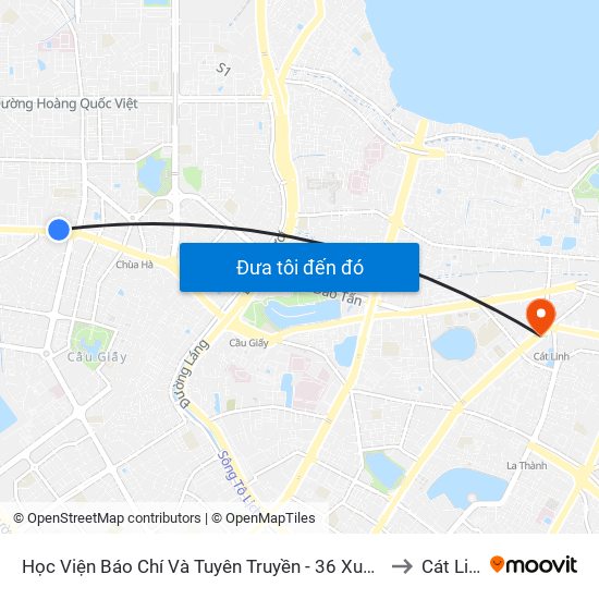 Học Viện Báo Chí Và Tuyên Truyền - 36 Xuân Thủy to Cát Linh map