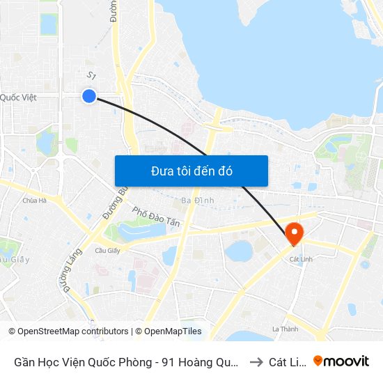 Gần Học Viện Quốc Phòng - 91 Hoàng Quốc Việt to Cát Linh map