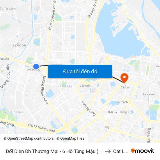 Đối Diện Đh Thương Mại - 6 Hồ Tùng Mậu (Cột Sau) to Cát Linh map