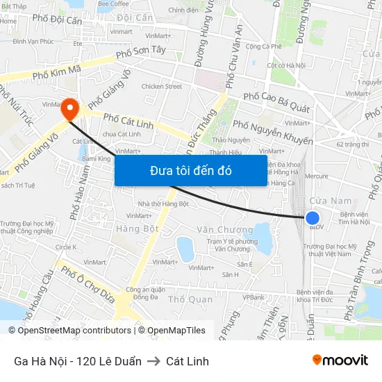 Ga Hà Nội - 120 Lê Duẩn to Cát Linh map