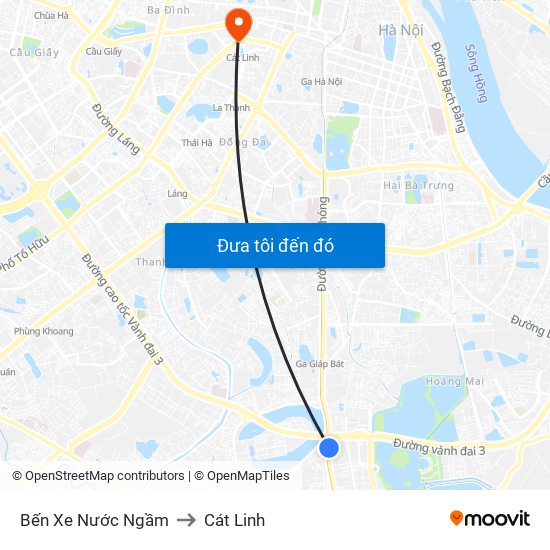 Bến Xe Nước Ngầm to Cát Linh map