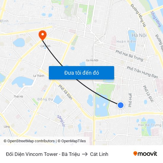 Đối Diện Vincom Tower - Bà Triệu to Cát Linh map