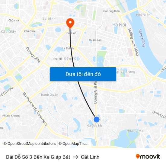 Dải Đỗ Số 3 Bến Xe Giáp Bát to Cát Linh map