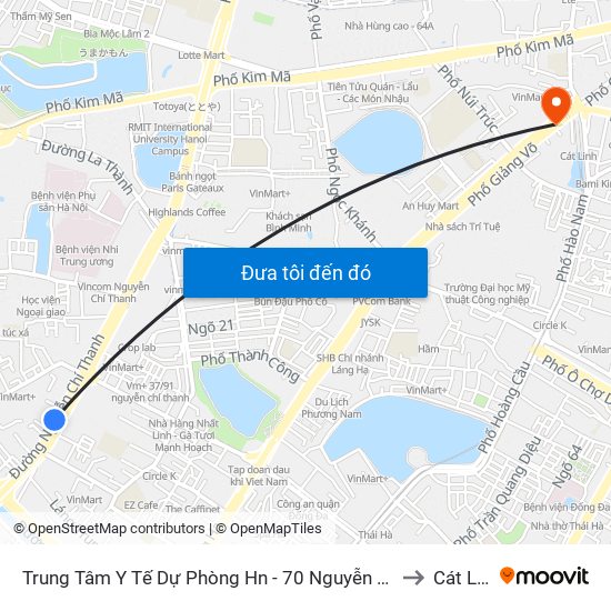 Trung Tâm Y Tế Dự Phòng Hn - 70 Nguyễn Chí Thanh to Cát Linh map