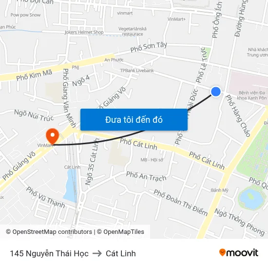 145 Nguyễn Thái Học to Cát Linh map