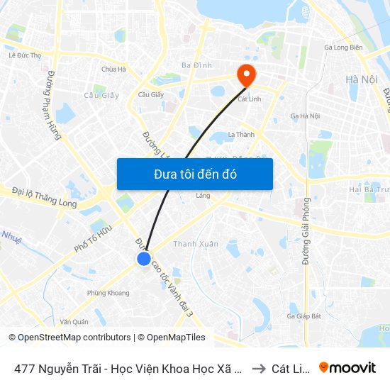 477 Nguyễn Trãi - Học Viện Khoa Học Xã Hội to Cát Linh map