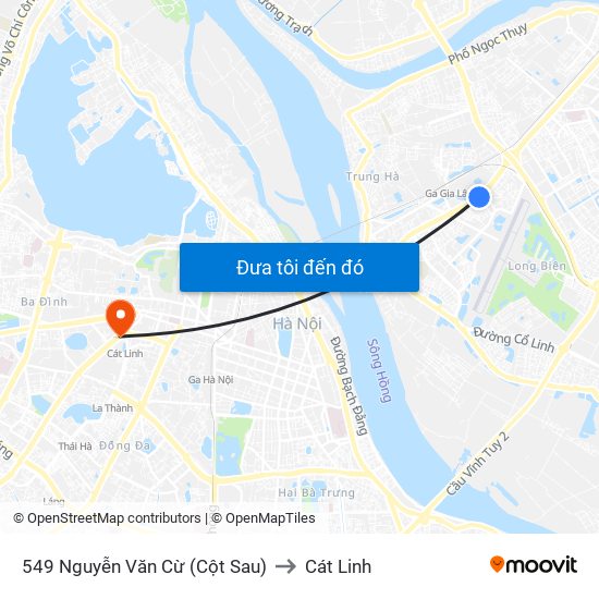 549 Nguyễn Văn Cừ (Cột Sau) to Cát Linh map