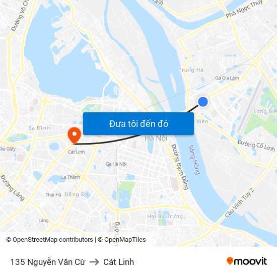 135 Nguyễn Văn Cừ to Cát Linh map