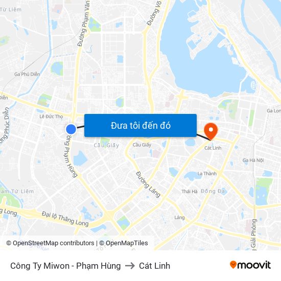 Công Ty Miwon - Phạm Hùng to Cát Linh map