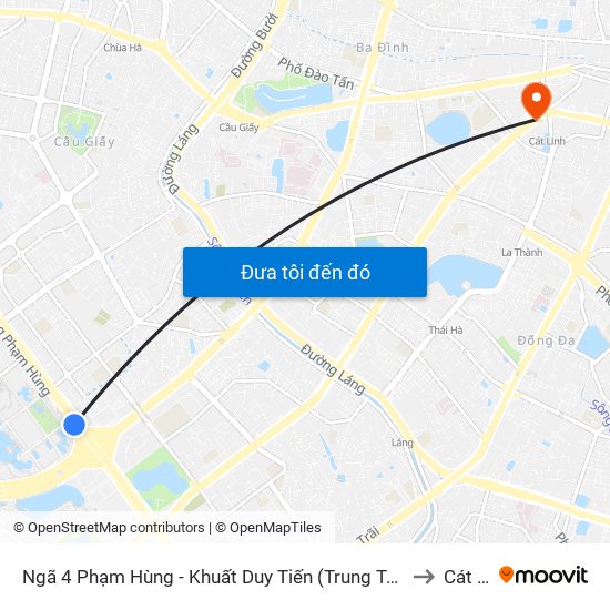 Ngã 4 Phạm Hùng - Khuất Duy Tiến (Trung Tâm Hội Nghị Quốc Gia) to Cát Linh map