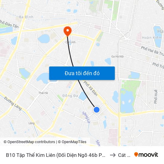 B10 Tập Thể Kim Liên (Đối Diện Ngõ 46b Phạm Ngọc Thạch) to Cát Linh map