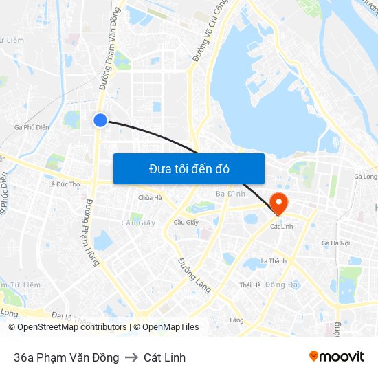 36a Phạm Văn Đồng to Cát Linh map