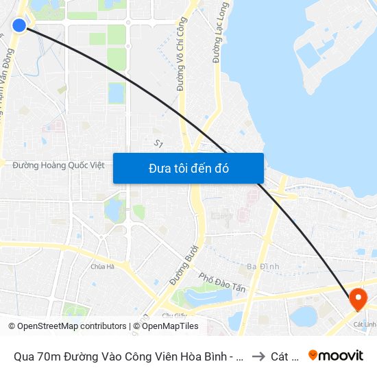 Qua 70m Đường Vào Công Viên Hòa Bình - Phạm Văn Đồng to Cát Linh map