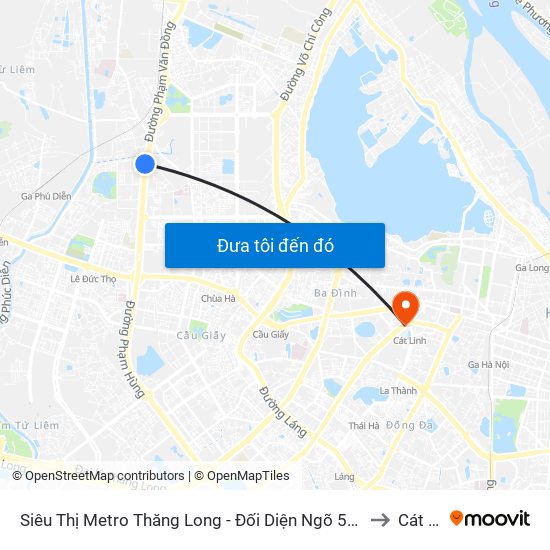 Siêu Thị Metro Thăng Long - Đối Diện Ngõ 599 Phạm Văn Đồng to Cát Linh map