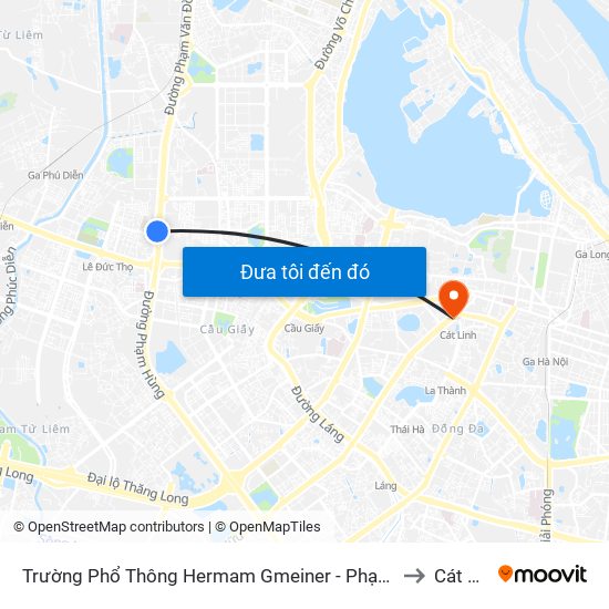 Trường Phổ Thông Hermam Gmeiner - Phạm Văn Đồng to Cát Linh map