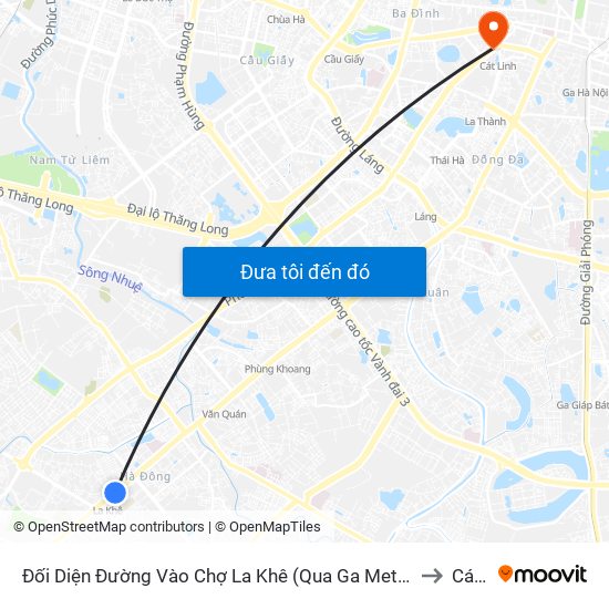 Đối Diện Đường Vào Chợ La Khê (Qua Ga Metro La Khê) - 405 Quang Trung (Hà Đông) to Cát Linh map