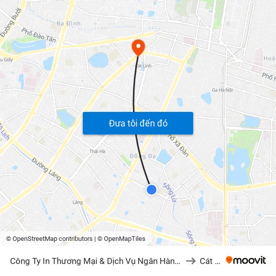 Công Ty In Thương Mại & Dịch Vụ Ngân Hàng - Số 10 Chùa Bộc to Cát Linh map