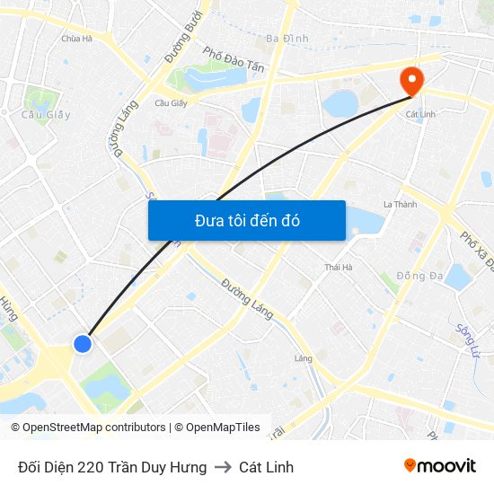 Đối Diện 220 Trần Duy Hưng to Cát Linh map