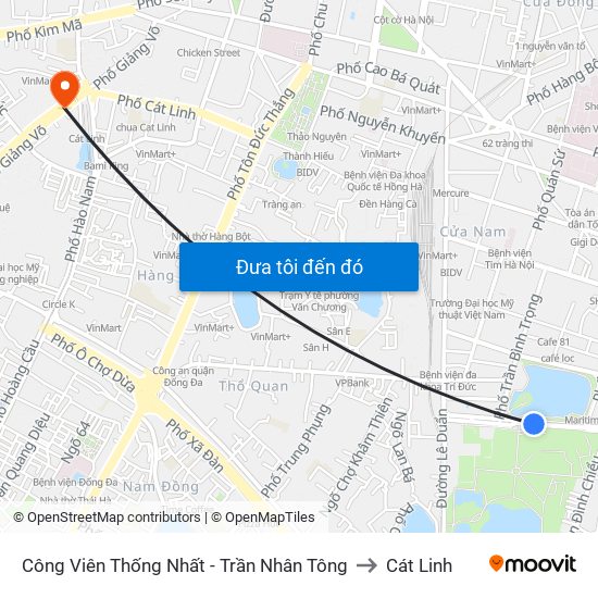 Công Viên Thống Nhất - Trần Nhân Tông to Cát Linh map