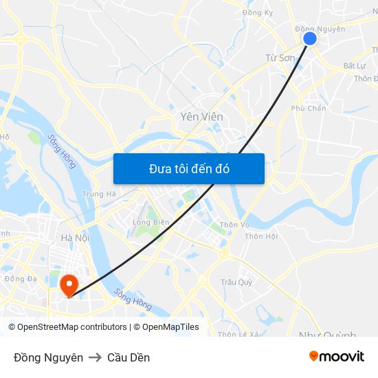 Đồng Nguyên to Cầu Dền map