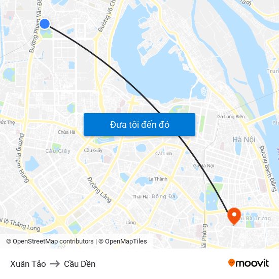 Xuân Tảo to Cầu Dền map