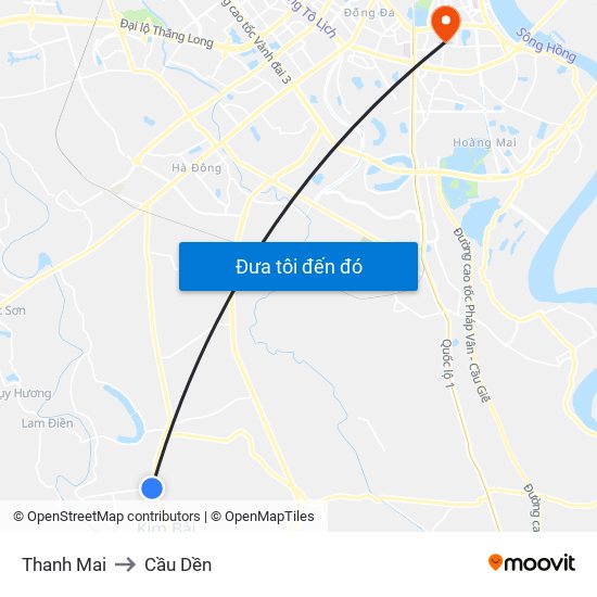 Thanh Mai to Cầu Dền map
