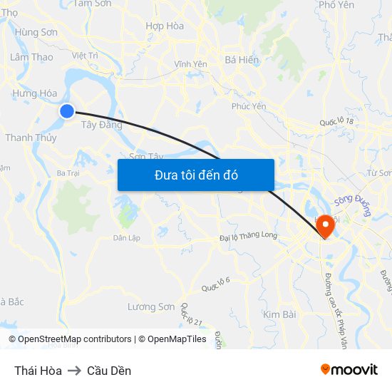 Thái Hòa to Cầu Dền map