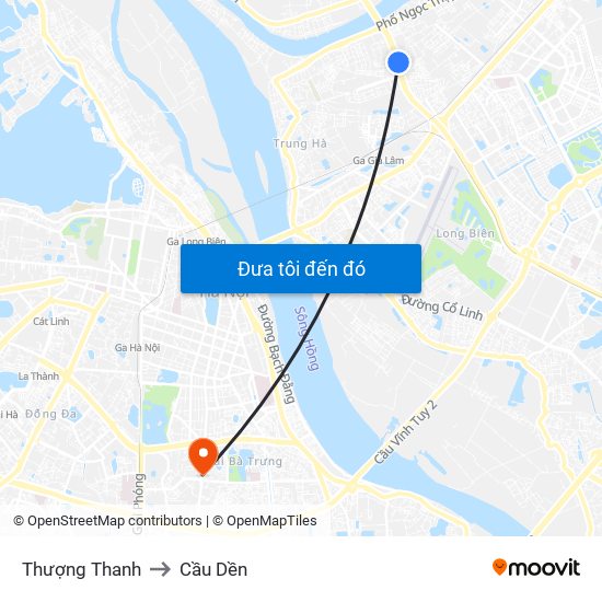 Thượng Thanh to Cầu Dền map