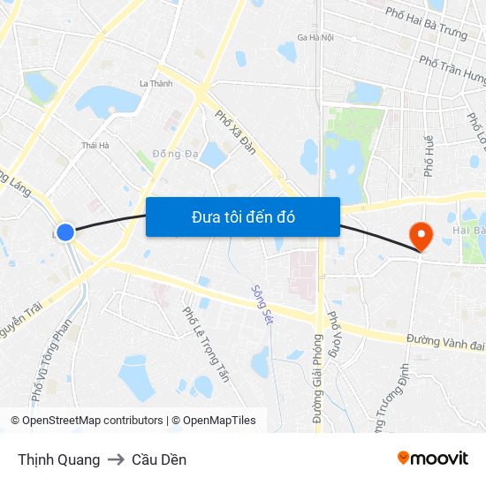 Thịnh Quang to Cầu Dền map