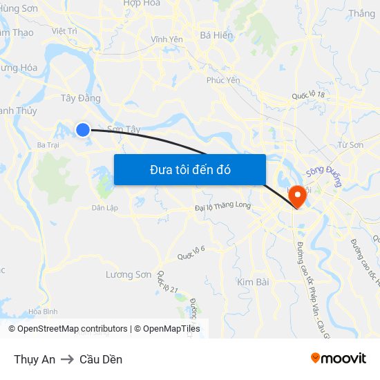 Thụy An to Cầu Dền map