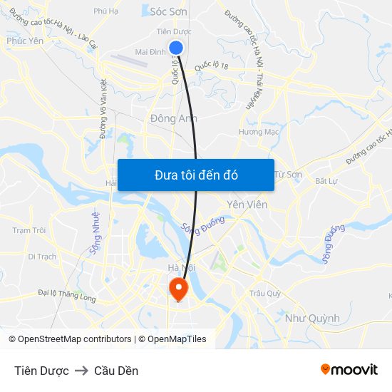 Tiên Dược to Cầu Dền map