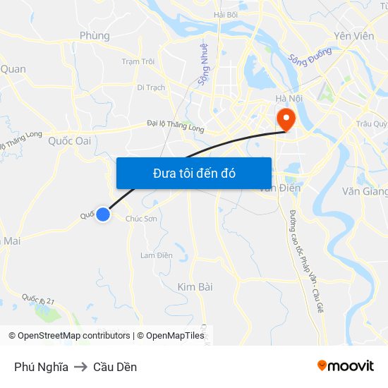 Phú Nghĩa to Cầu Dền map