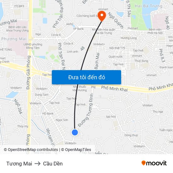 Tương Mai to Cầu Dền map