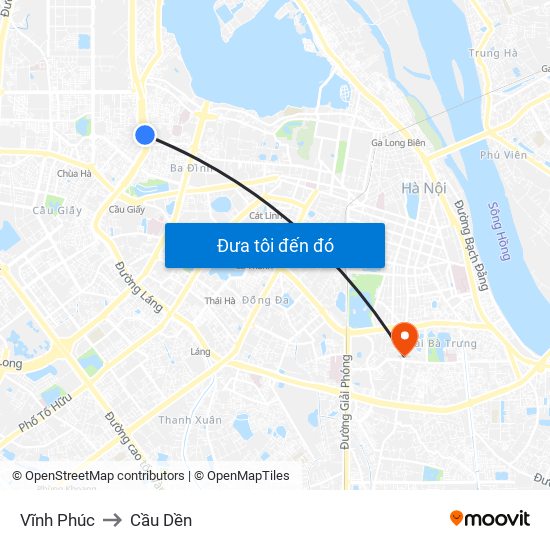 Vĩnh Phúc to Cầu Dền map