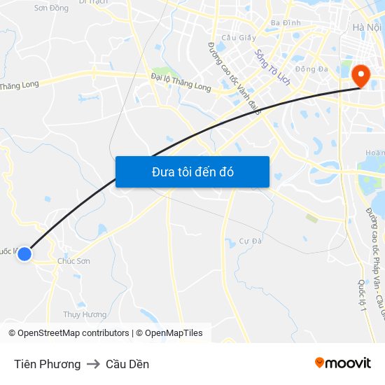 Tiên Phương to Cầu Dền map
