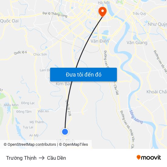 Trường Thịnh to Cầu Dền map