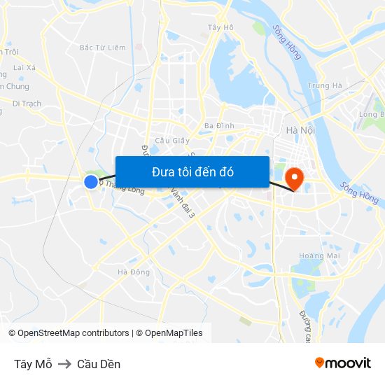 Tây Mỗ to Cầu Dền map