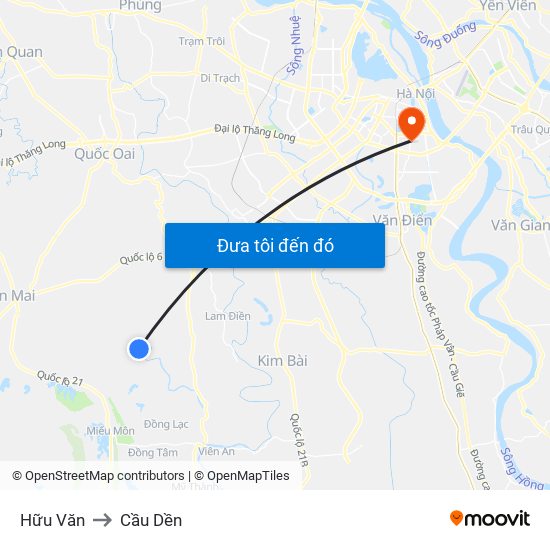 Hữu Văn to Cầu Dền map