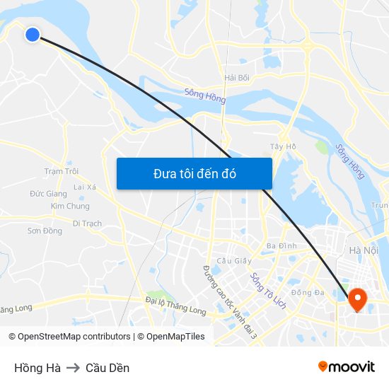 Hồng Hà to Cầu Dền map