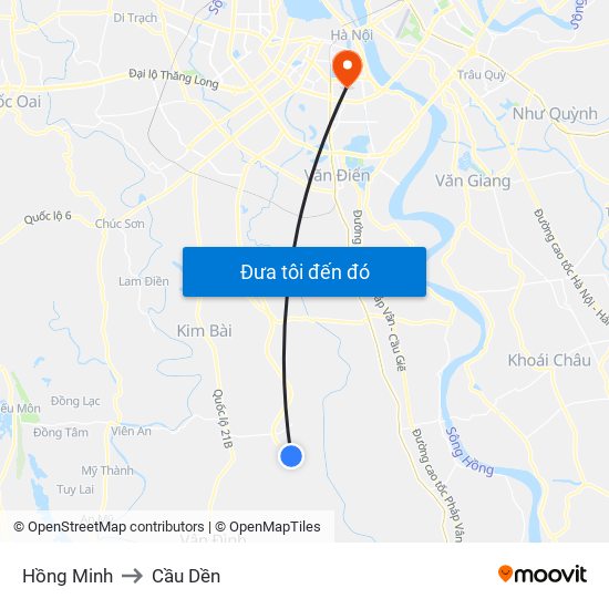 Hồng Minh to Cầu Dền map