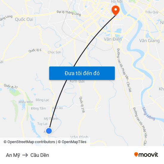 An Mỹ to Cầu Dền map