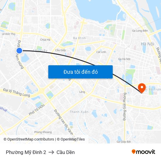 Phường Mỹ Đình 2 to Cầu Dền map