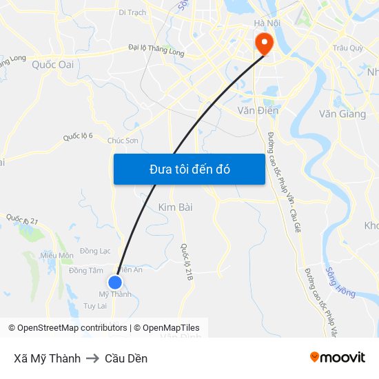 Xã Mỹ Thành to Cầu Dền map