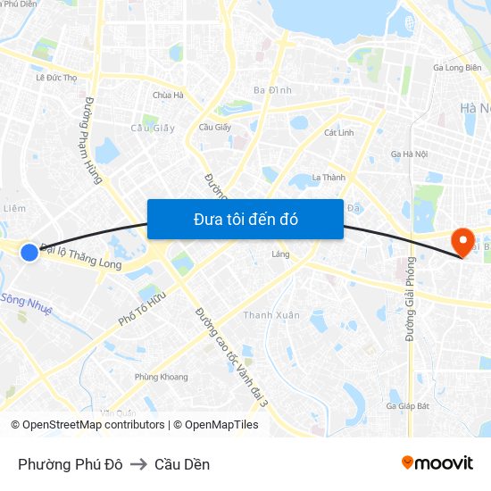 Phường Phú Đô to Cầu Dền map