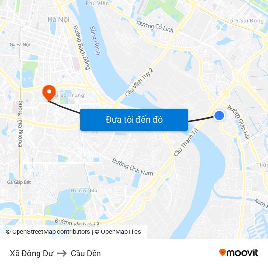 Xã Đông Dư to Cầu Dền map