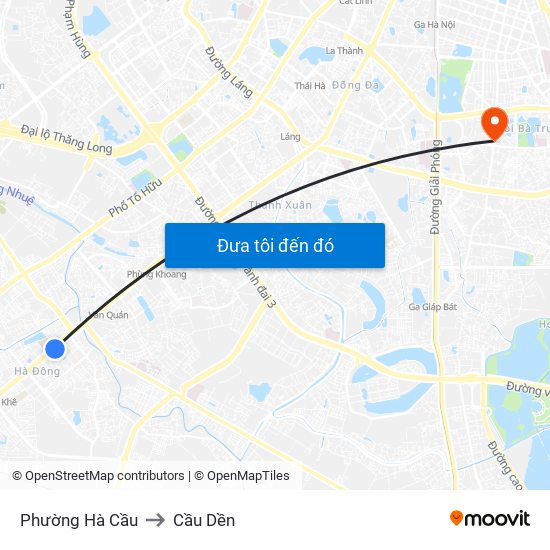 Phường Hà Cầu to Cầu Dền map